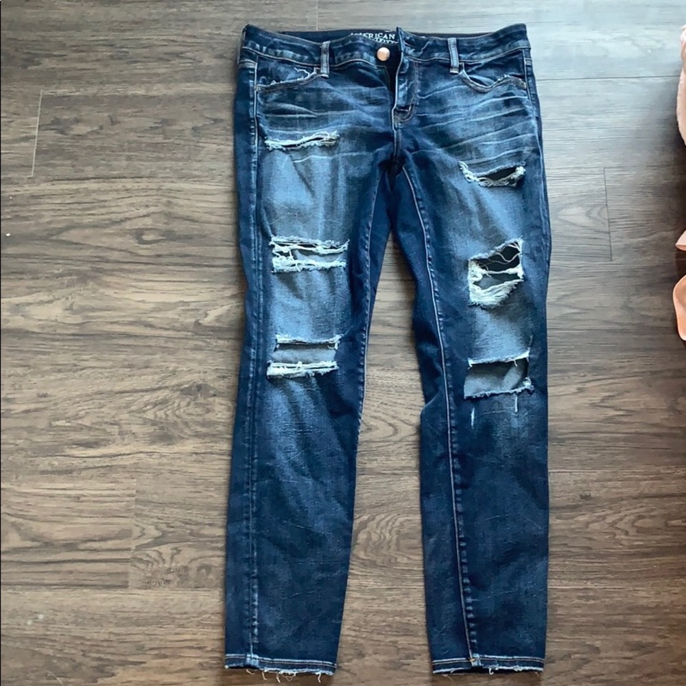Distressed American Eagle Jeggings.